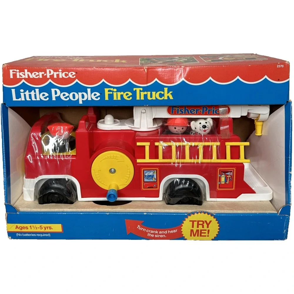 Fisher Price Little People Vintage Fire Truck Set 1993 90s Firefighter Dalmatian